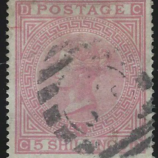 1867/83 5/- rose, Plate 4, with "Anchor" wmk on ...