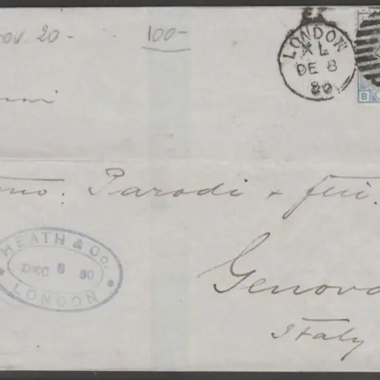 1880 2d blue QV, Plate 20, beautifully tied to ...