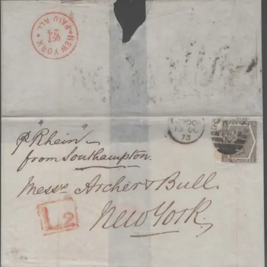 1873 6d grey QV with left wing margin tied to ...