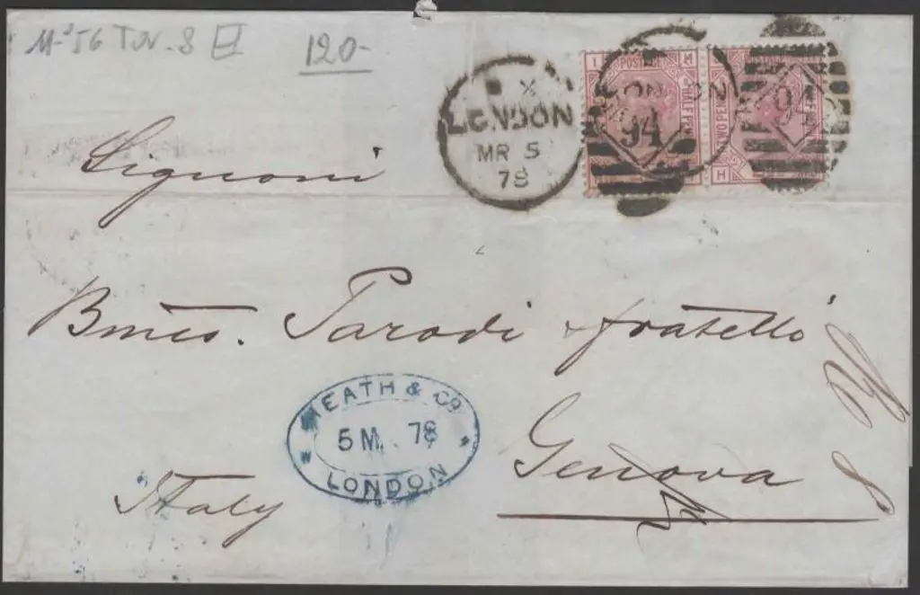 1876 2½d rosy mauve pair, Plate 8, on Genoa ... Image 1++