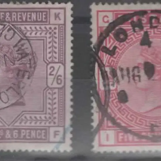 1883/84 2/6d lilac & 5/- rose on white paper, the ...