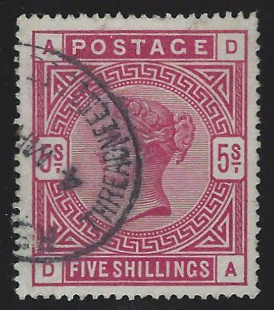 1883 5/- crimson. Fine used by half a Threadneedle ... Image 1++