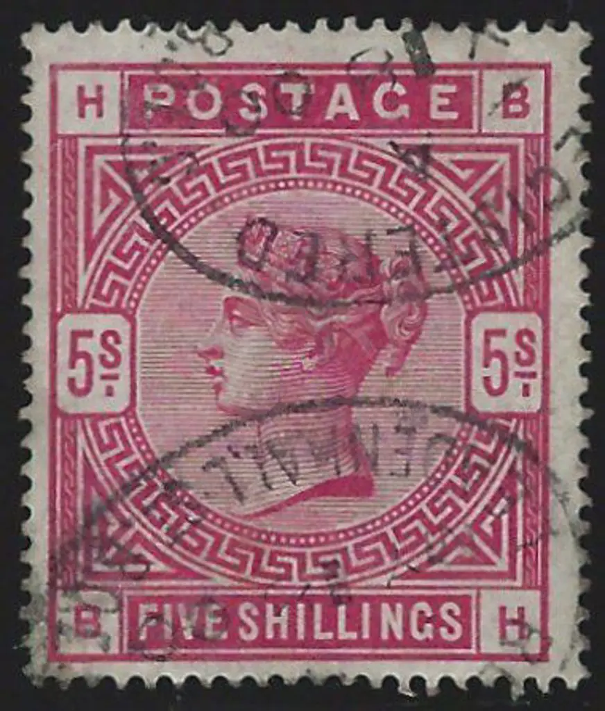 1883 5/- crimson. Fine used with part Leadenhall ... Image 1++