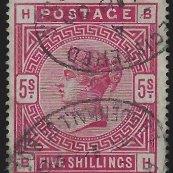 1883 5/- crimson. Fine used with part Leadenhall ...