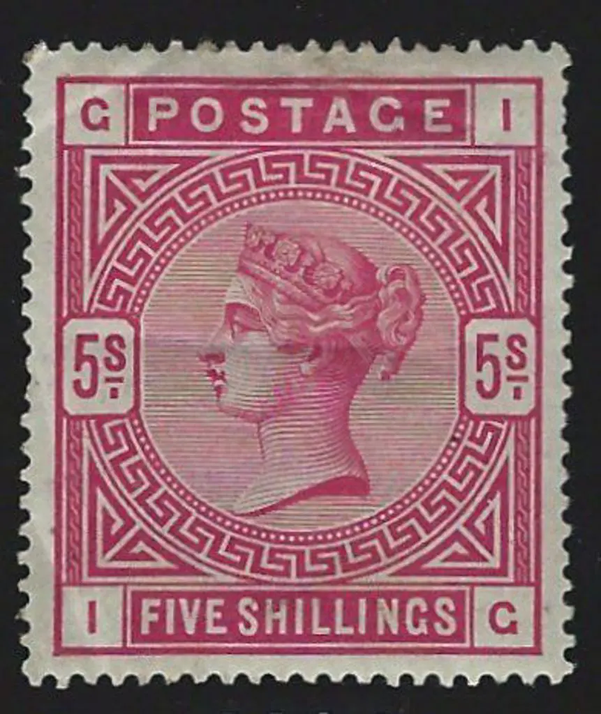 1883/84 5/- crimson QV. Mint heavily hinged, ... Image 1++