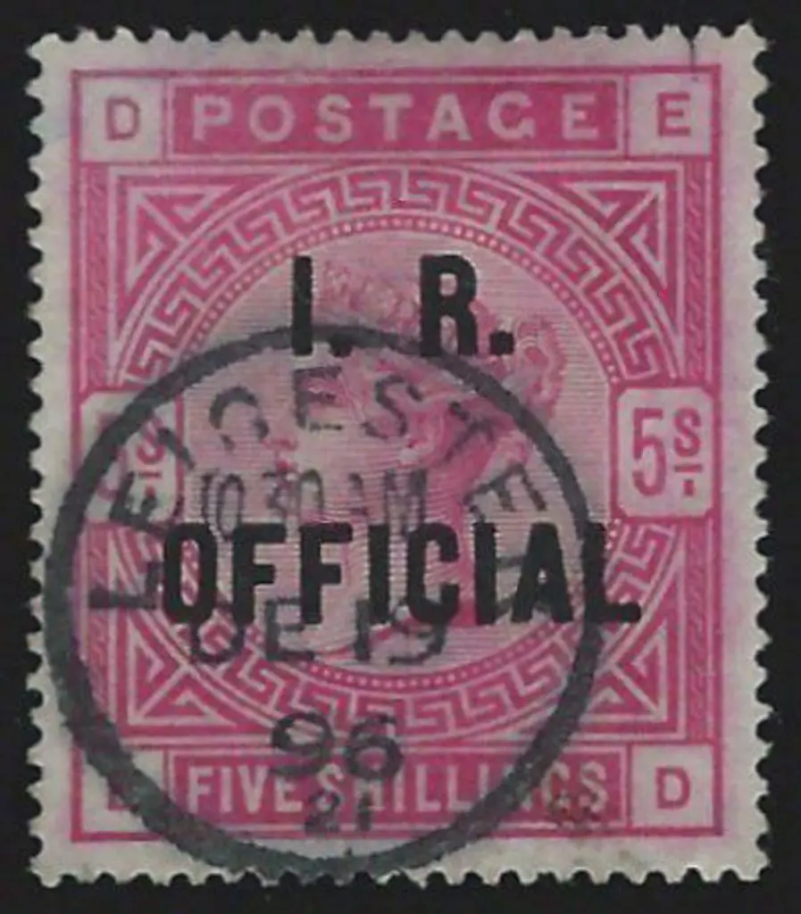 1884/88 5/- rose ovptd "I.R.OFFICIAL" fine used ... Image 1++