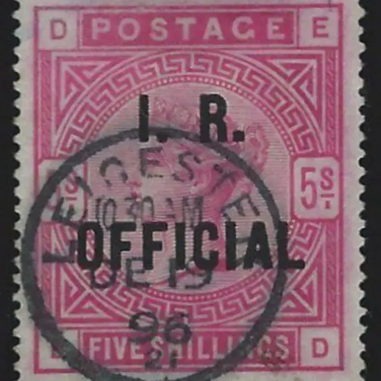 1884/88 5/- rose ovptd "I.R.OFFICIAL" fine used ...