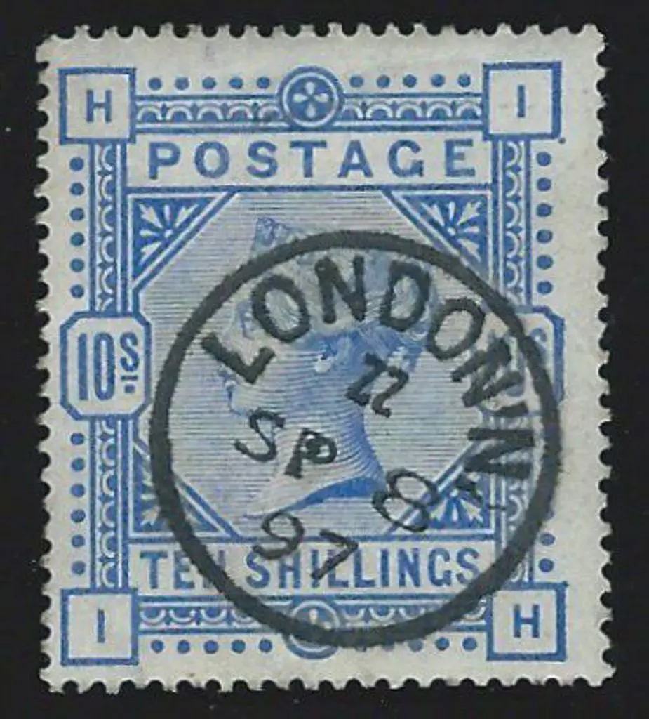 1883/84 10/- ultramarine QV. Superb used by bold ... Image 1++