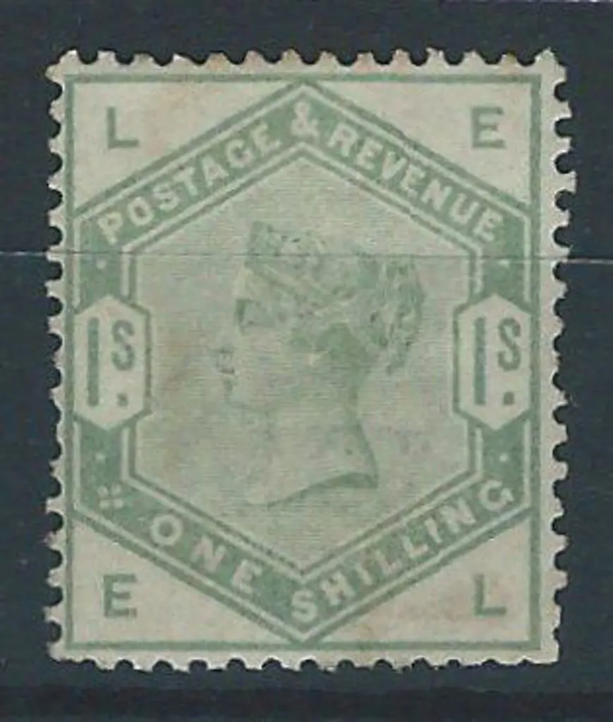 1883/84 1/- dull green QV. MLH but stained perfs ... Image 1++
