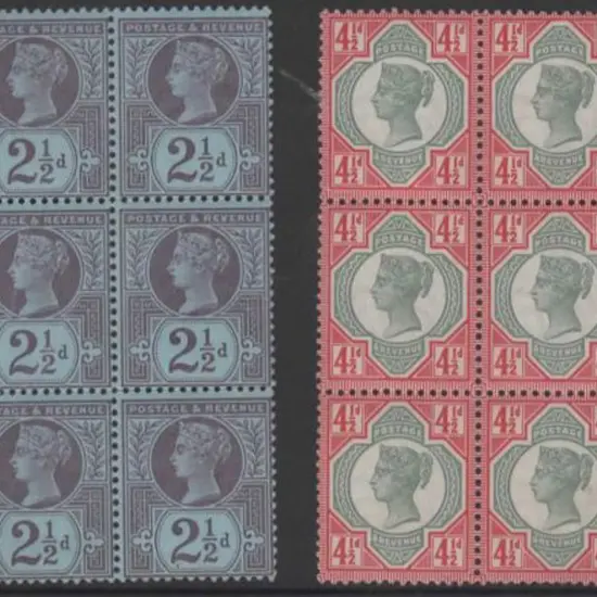 1887/92 2½d & 4½d Jubilee MUH/MLH blocks of 9 ...