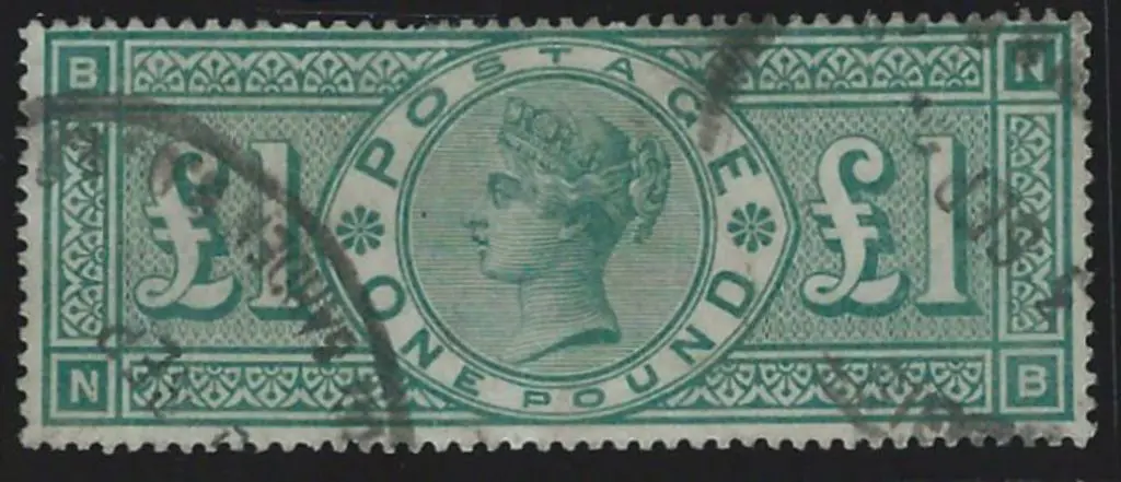 1891 £1 green QV. Fine used by two partial ... Image 1++