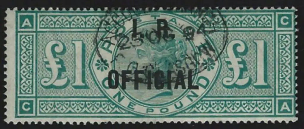 1887/92 £1 green QV ovptd "I.R.OFFICIAL" with ... Image 1++