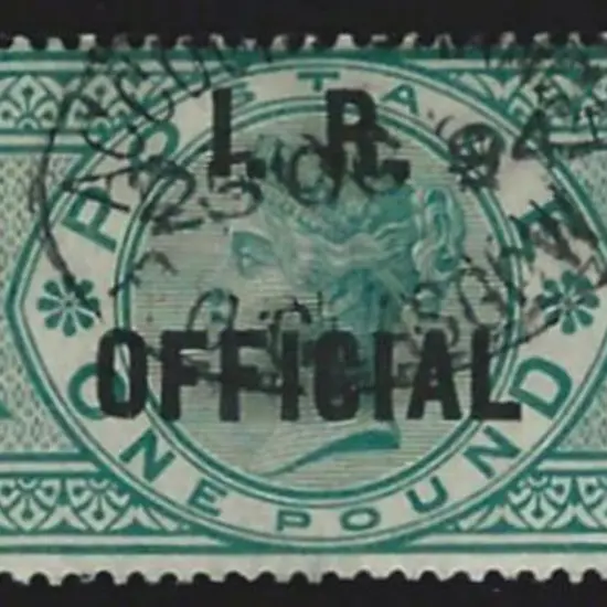 1887/92 £1 green QV ovptd "I.R.OFFICIAL" with ...
