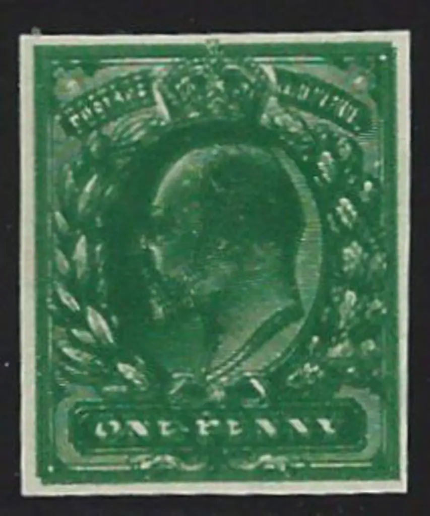 1902 1d KEVII imperforate Plate Proof in deep ... Image 1++