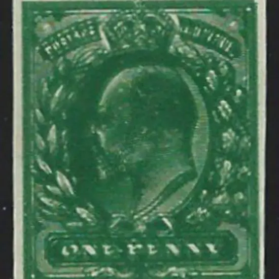 1902 1d KEVII imperforate Plate Proof in deep ...