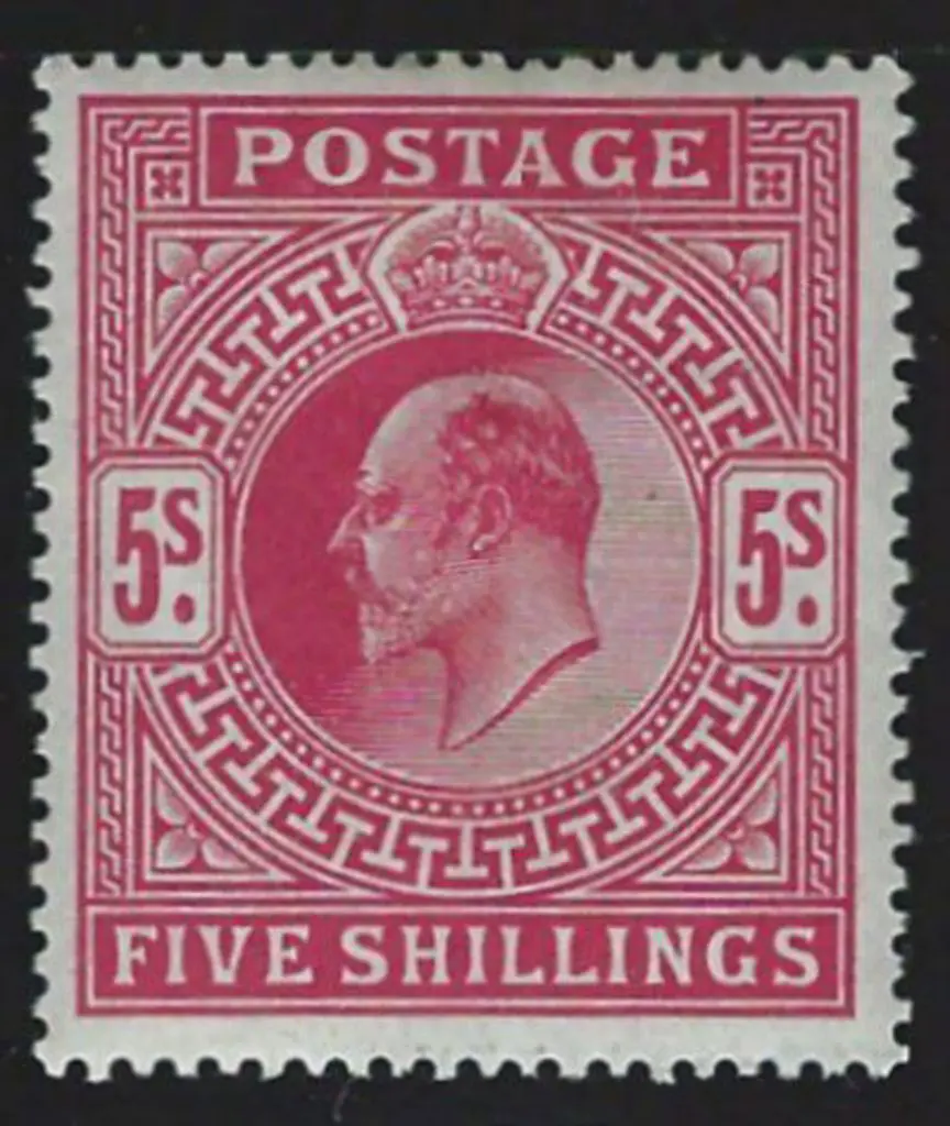 1902 5/- bright carmine KEVII. Fine MLH. SG 263 ... Image 1++