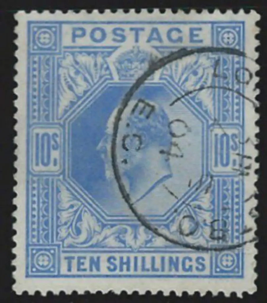 1902/10 10/- ultramarine KEVII. Superb used with ... Image 1++