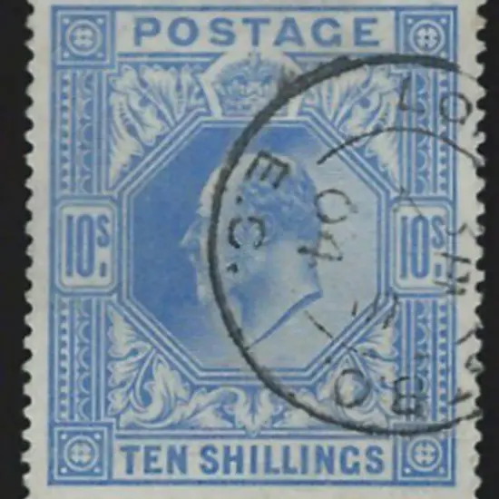 1902/10 10/- ultramarine KEVII. Superb used with ...