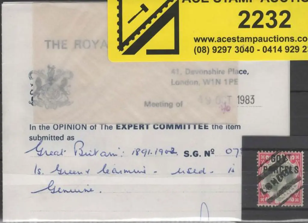 1902 1/- KEVII ovptd "GOVT PARCELS" with London ... Image 1++