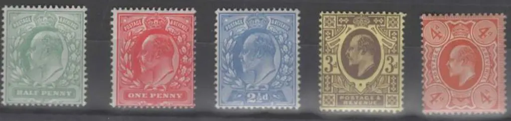 1911 ½d to 4d KEVII perf. 15 x 14 set of 5 vals ... Image 1++