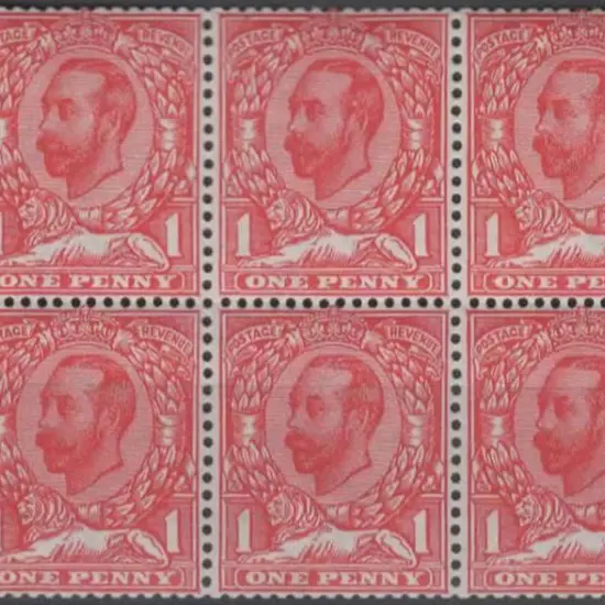 1912 1d scarlet Downey Head booklet pane of 6 with ...