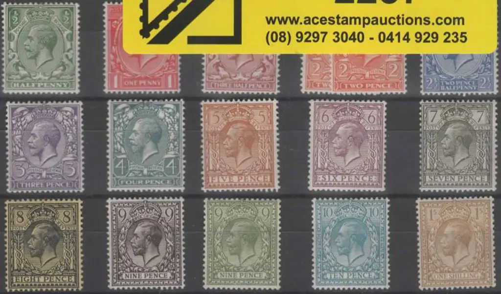 1912/24 ½d to 1/- KGV Royal Cypher wmk MLH set of ... Image 1++