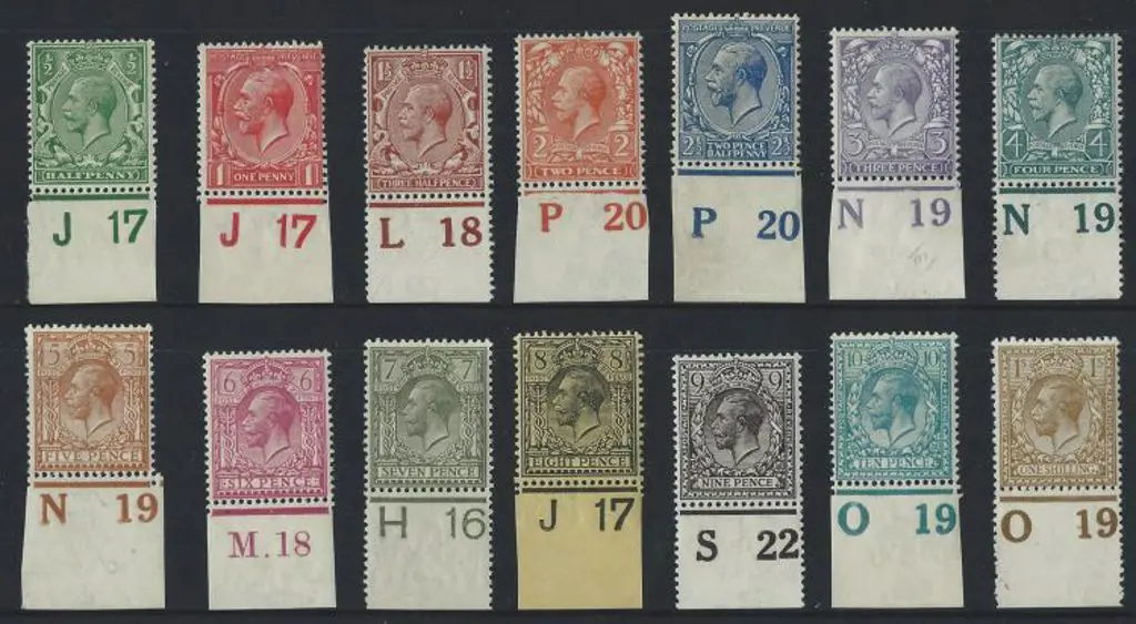 1912/24 ½d to 1/- KGV set of 14 to 1/- Royal ... Image 1++