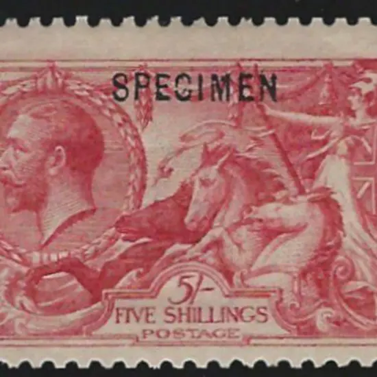 1913 5/- rose-carmine Seahorse. Waterlow printing ...