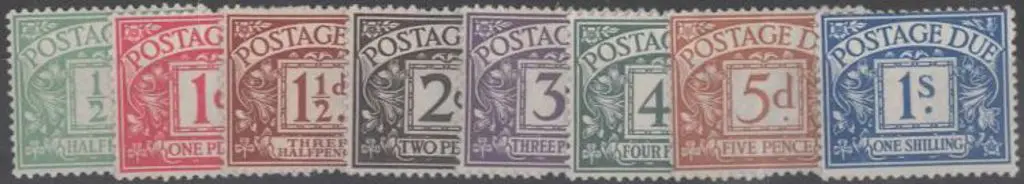 1914/22 ½d to 1/- Postage Dues simple cypher wmk ... Image 1++