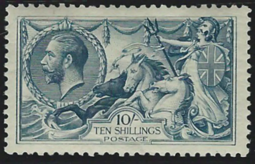 1918/19 10/- dull grey-blue Seahorse. B.W. ... Image 1++