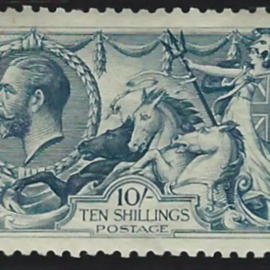 1918/19 10/- dull grey-blue Seahorse. B.W. ...