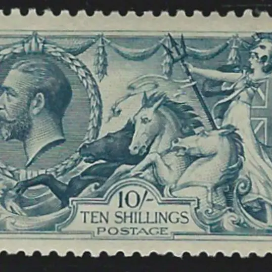 1918/19 10/- dull grey-blue Seahorse. Bradbury ...