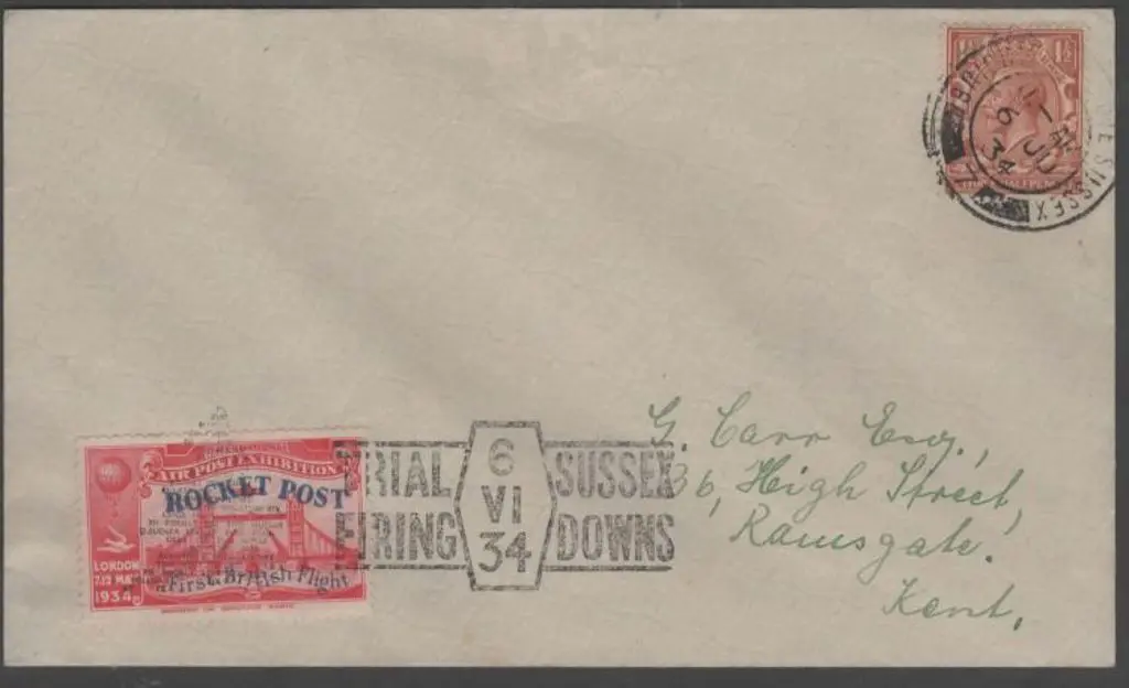 1934 (6th June) GPO Rocket Trial cover with 1½d ... Image 1++