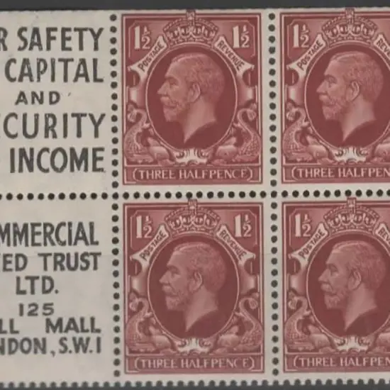 1934/36 1½d red-brown photogravure booklet pane of ...
