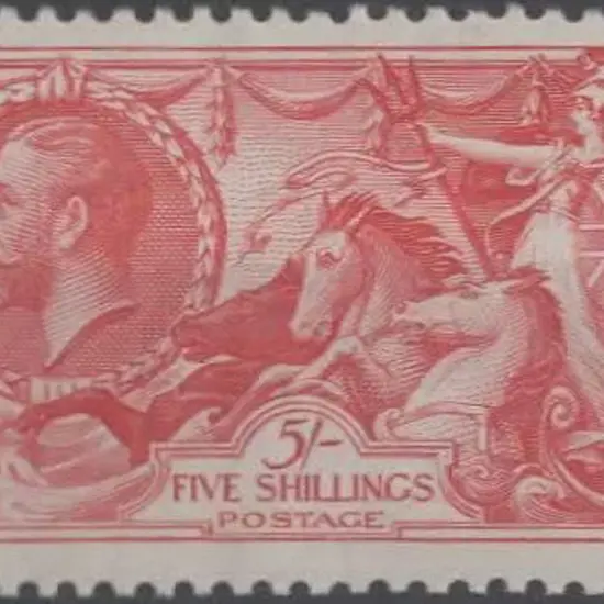 1934 5/- bright rose-red re-engraved Seahorse. MLH ...