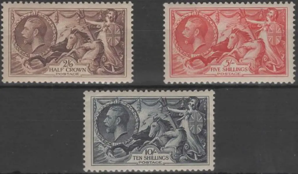 1934 Re-engraved Seahorses set of 3. Fresh MLH, ... Image 1++