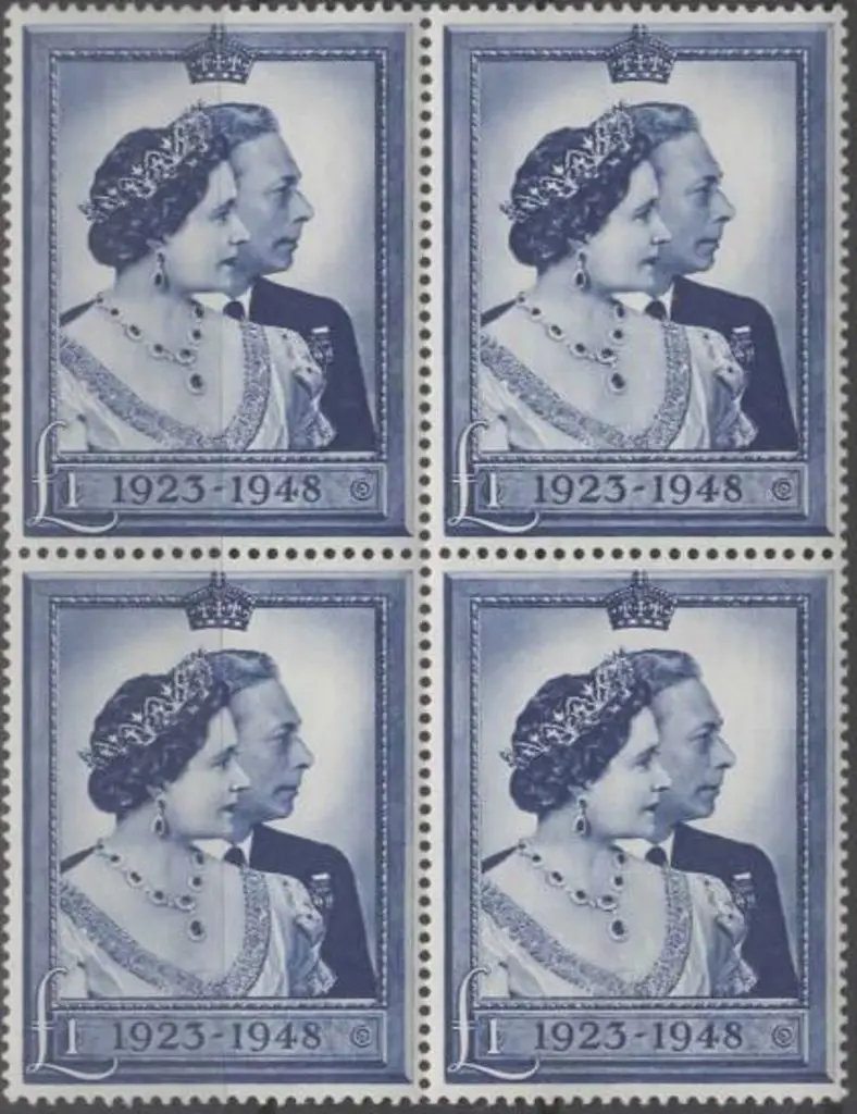 1948 £1 Royal Silver Wedding block of 4 MUH/MLH ... Image 1++