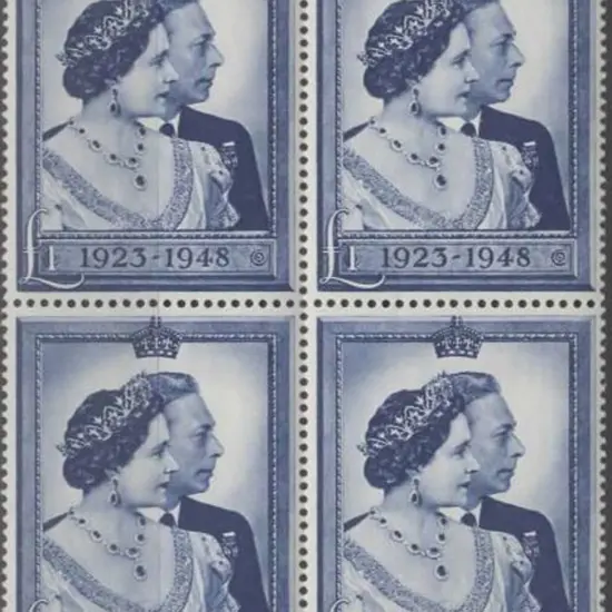 1948 £1 Royal Silver Wedding block of 4 MUH/MLH ...