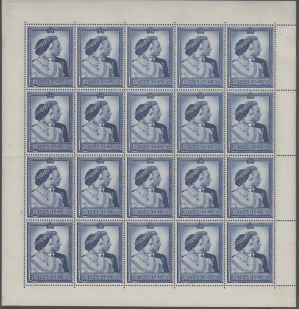 1948 £1 Royal Silver Wedding complete sheet of 20. ... Image 1++