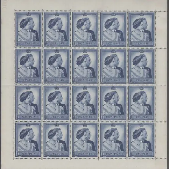 1948 £1 Royal Silver Wedding complete sheet of 20. ...