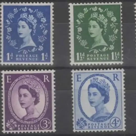 1958/61 QEII graphite lines set of 8, wmk mult ...