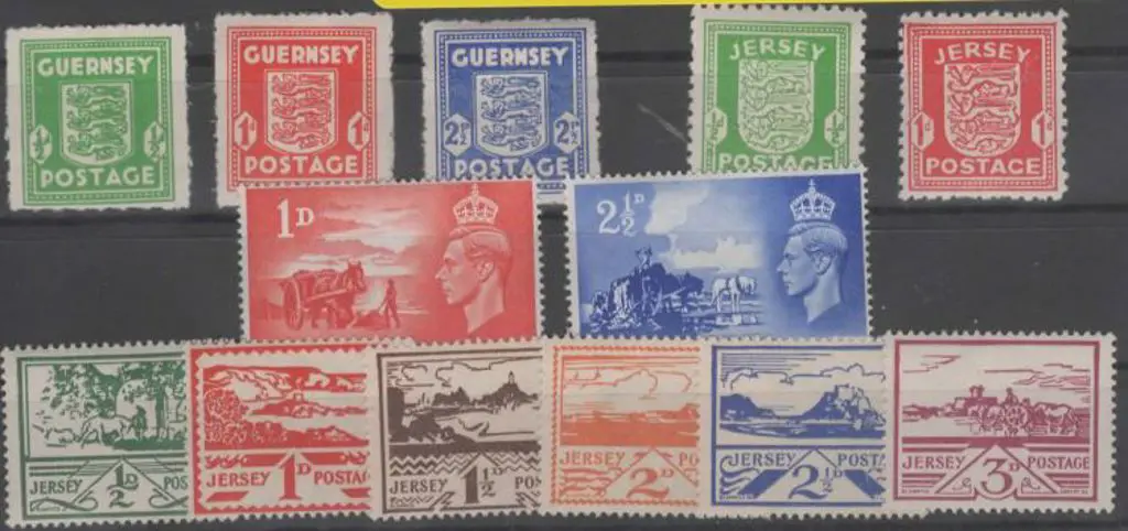 Guernsey & Jersey 1941/44 WWII Occ issues with ½d ... Image 1++