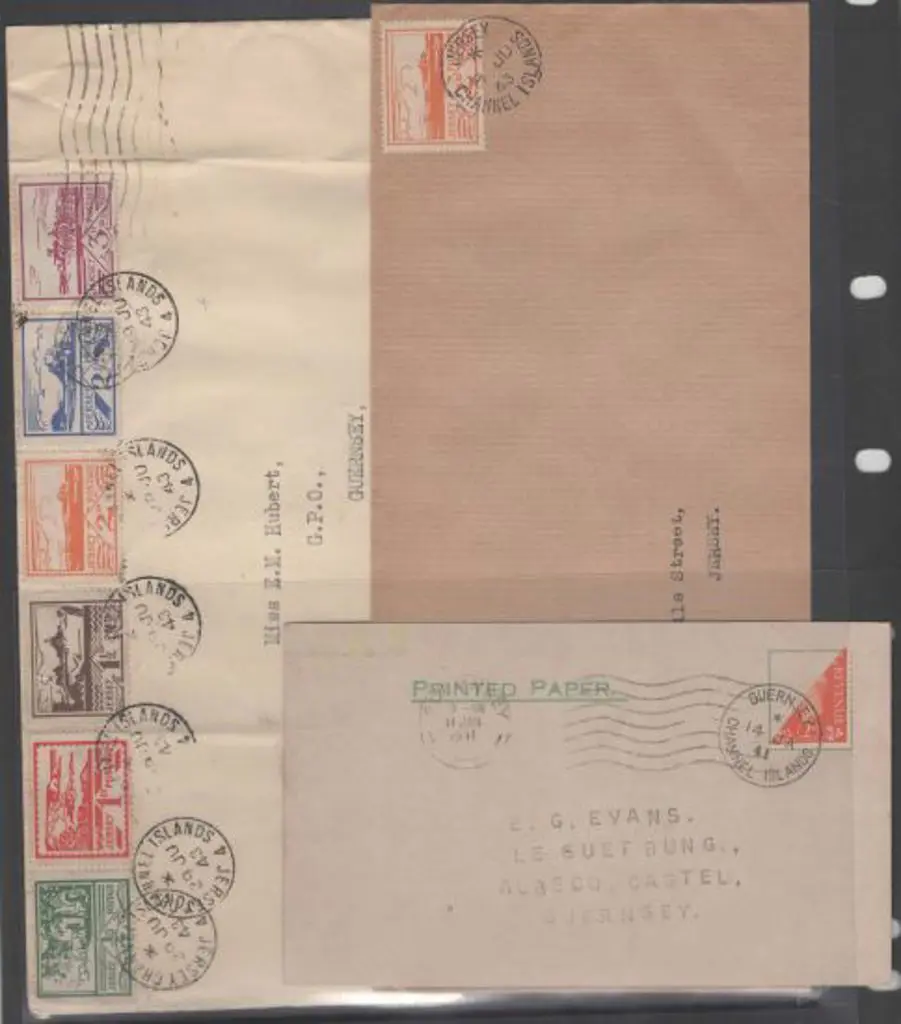 Guernsey 1941 "Printed Paper" card with 2d KGVI ... Image 1++