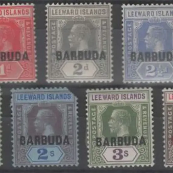 Barbuda 1922 ½d to 5/- KGV set of 11. Fresh MLH. ...