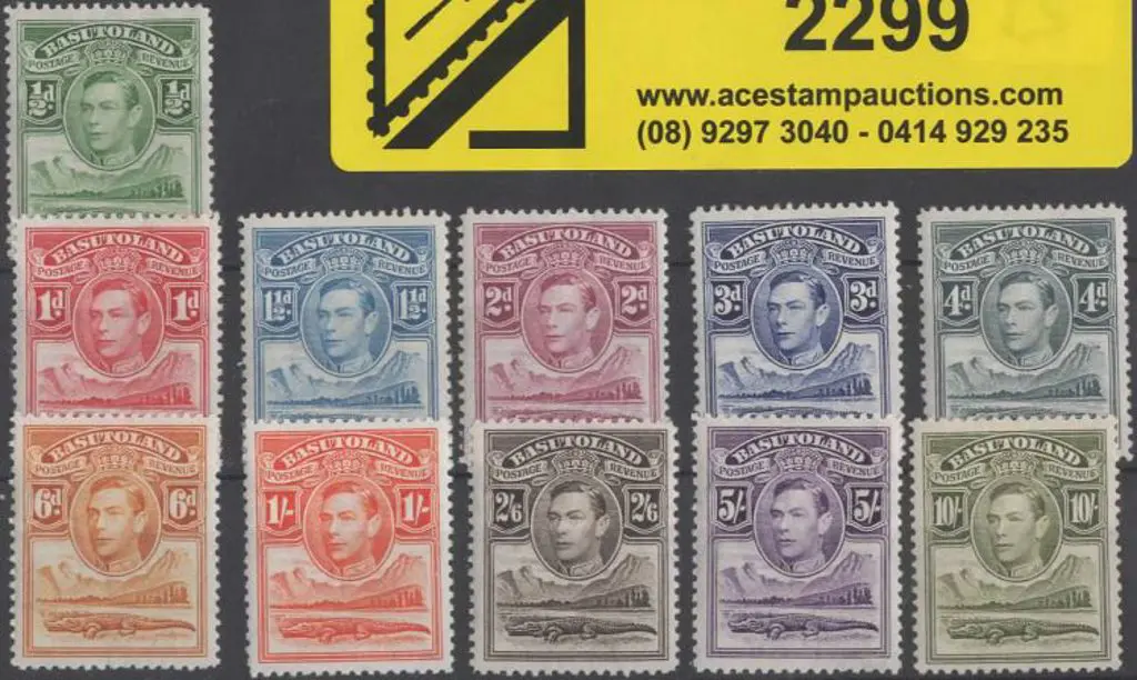 Basutoland 1938 KGVI set of 11 to 10/- MLH. SG ... Image 1++