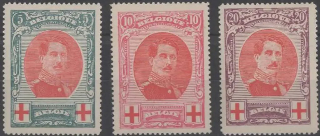 Belgium 1915 Red Cross Fund set of 3. Fine MUH. SG ... Image 1++