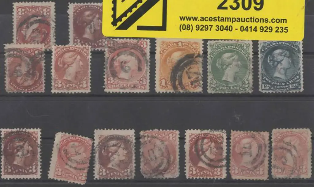 Canada QV "2 ring" numeral cancels incl large "47" ... Image 1++