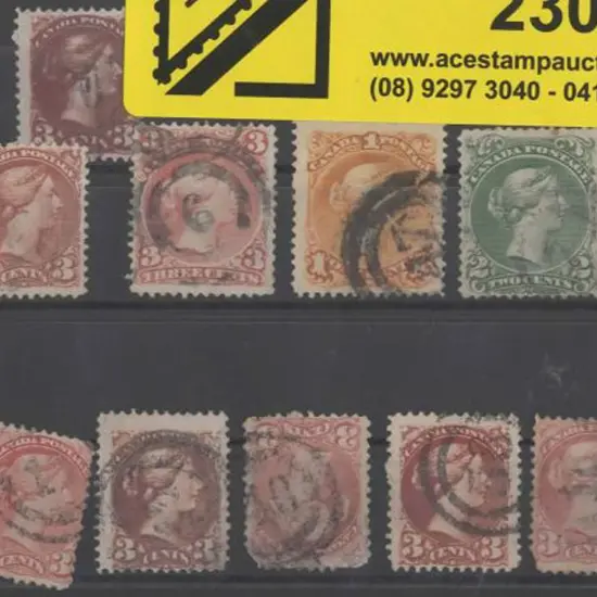 Canada QV "2 ring" numeral cancels incl large "47" ...