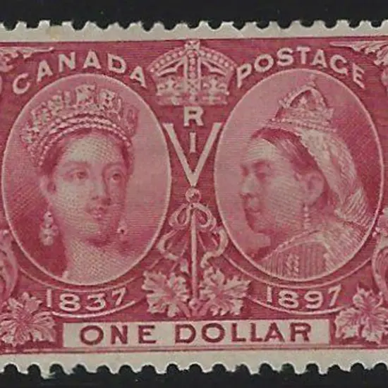Canada 1897 $1 lake Jubilee. MLH with heavy hinge ...