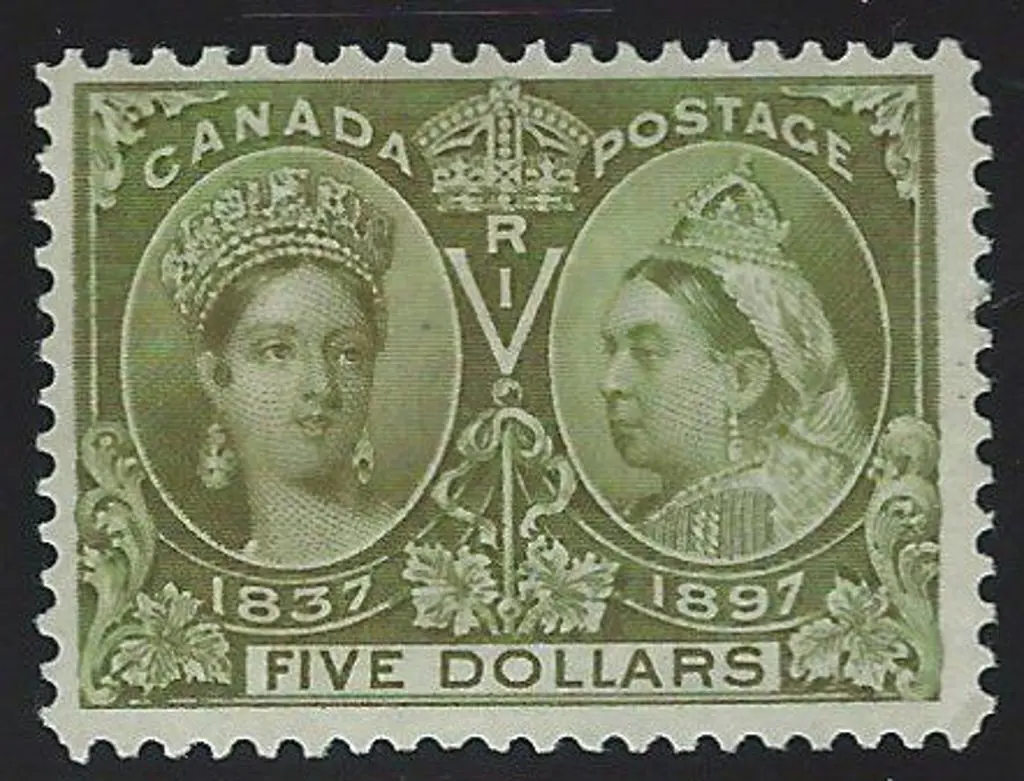 Canada 1897 $5 olive green Jubilee. Mint without ... Image 1++